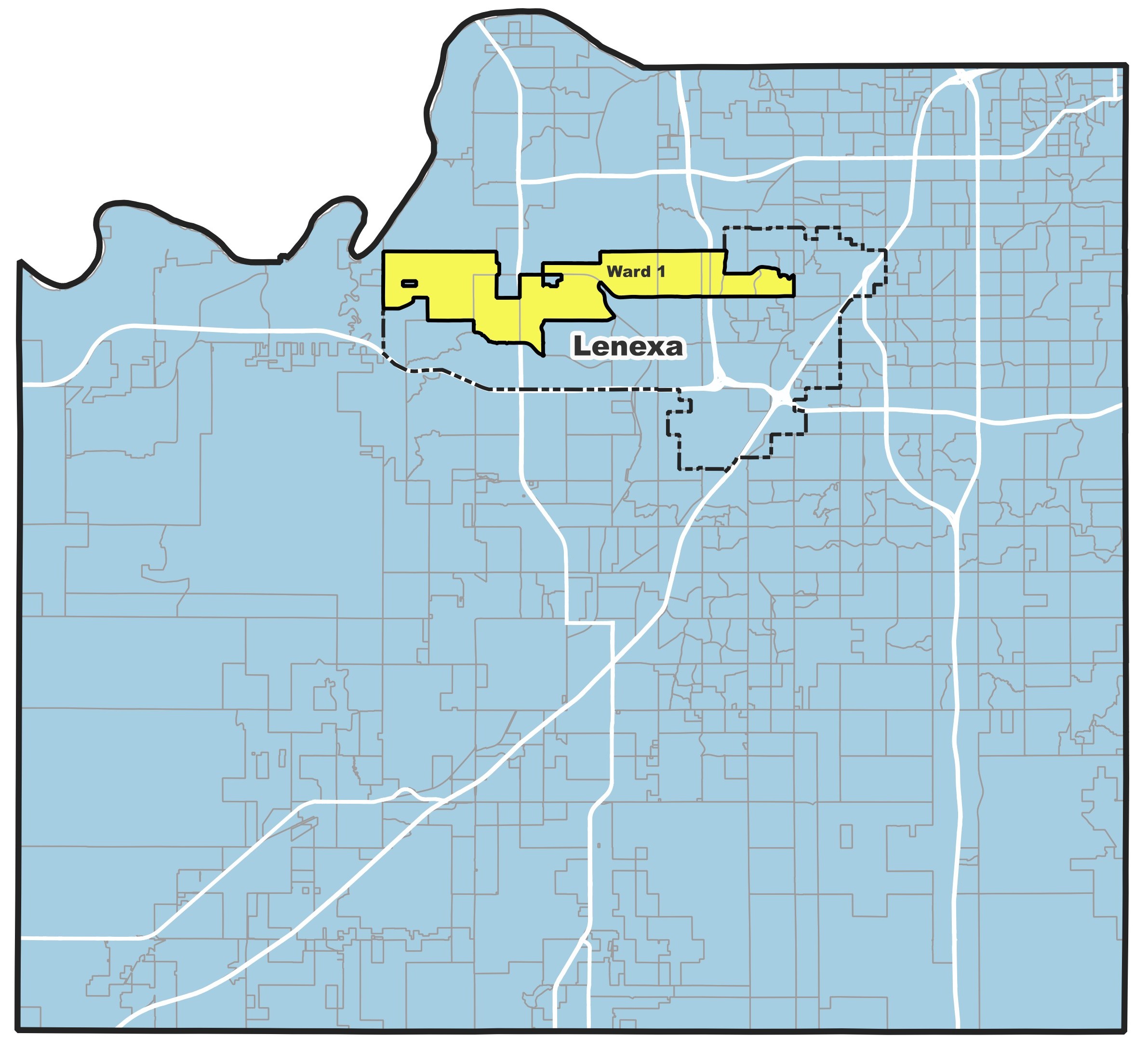 Lenexa Ward 1 - County Area map graphic